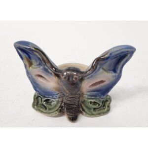Vintage Glazed Ceramic Butterfly Shaped Tealight Votive Candle Holder BOHO